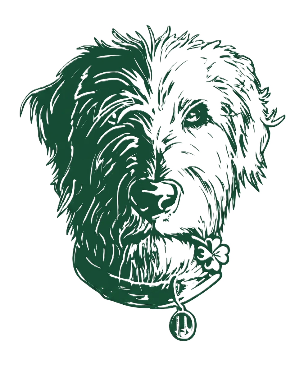 Penny the Irish Wolfhound illustration from the bottle label